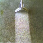 Carpet cleaning in progress showing a clean strip on a dirty carpet