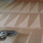 Carpet cleaning showing distinct cleaning patterns