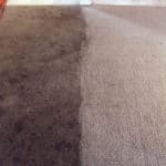 Carpet cleaning before and after showing a significant difference in cleanliness